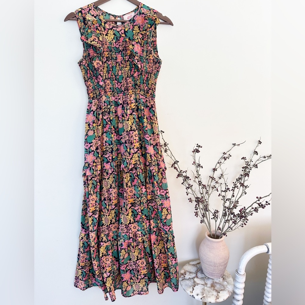 Banjanan Iris Maxi Dress; Black, Gold, Pink Floral